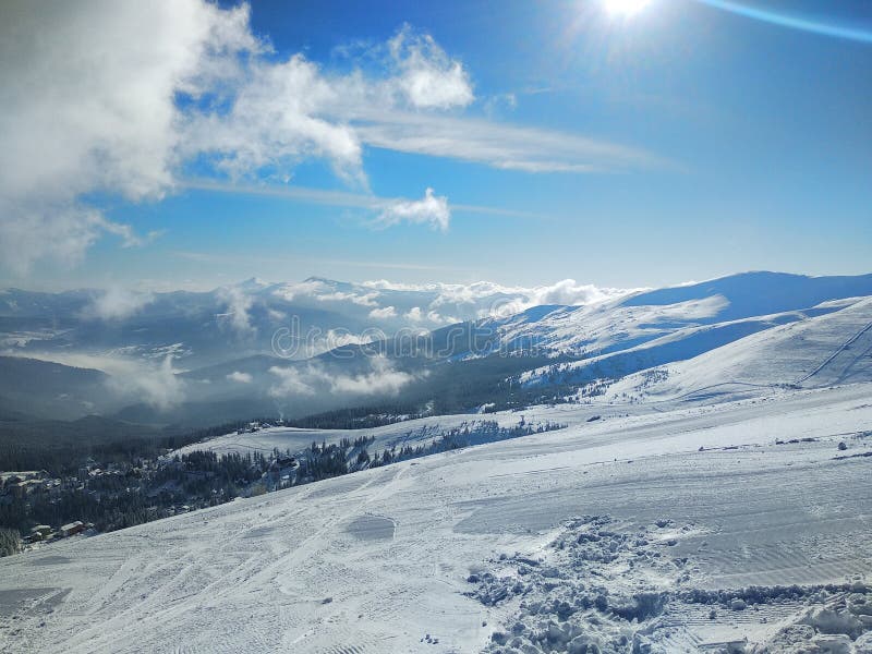 A relaxing sunny day during a vacation in the winter mountains. A relaxing sunny day during a vacation in the winter mountains