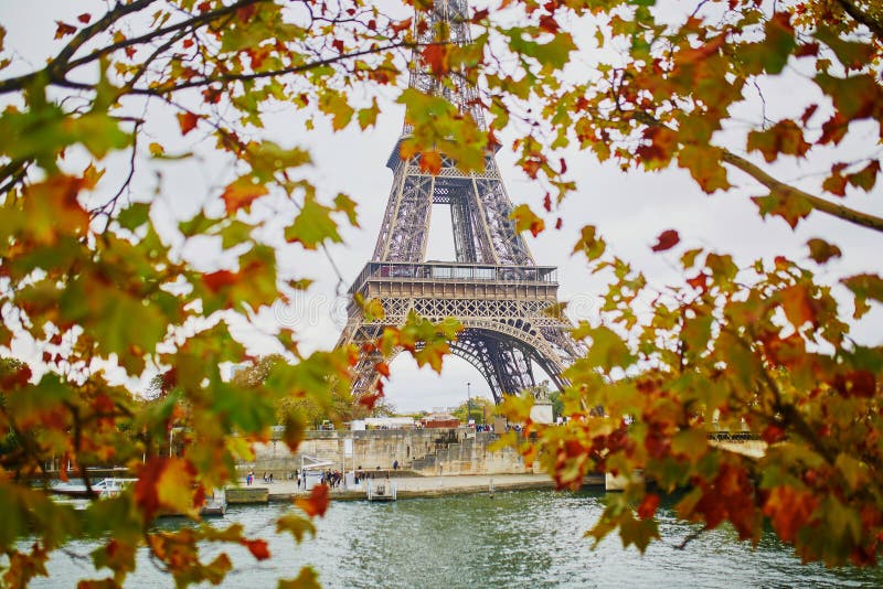Scenic view to the Eiffel tower on a fall day