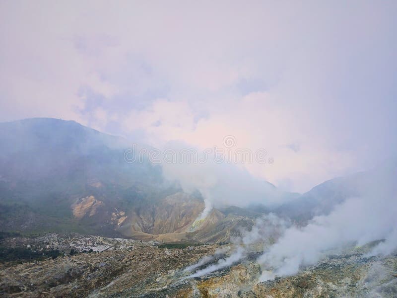 Scenic view of volcanic mountain landscape in West Java royalty free stock photography