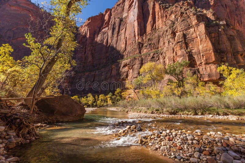 Scenic Zion Narrows in Fall