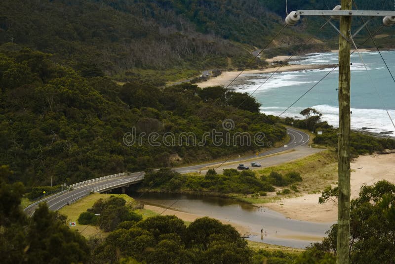 Sceniczna i cewienie Wielka oceanu droga, Wiktoria obraz royalty free Sceniczna i cewienie Wielka oceanu droga, Wiktoria obraz royalty free