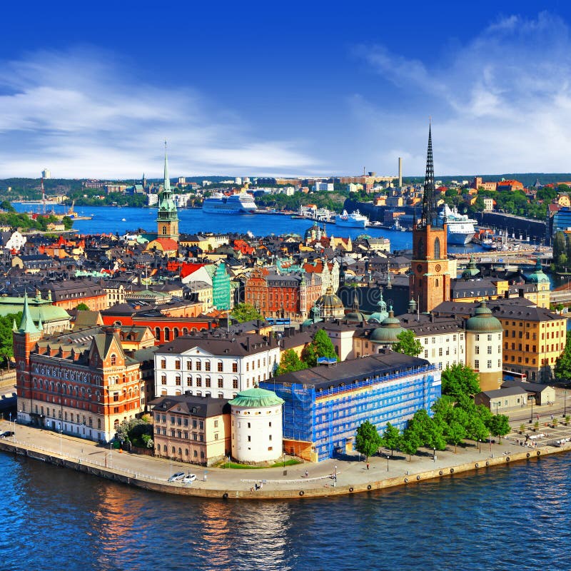 Scenisk sikt av Stockholm arkivfoton