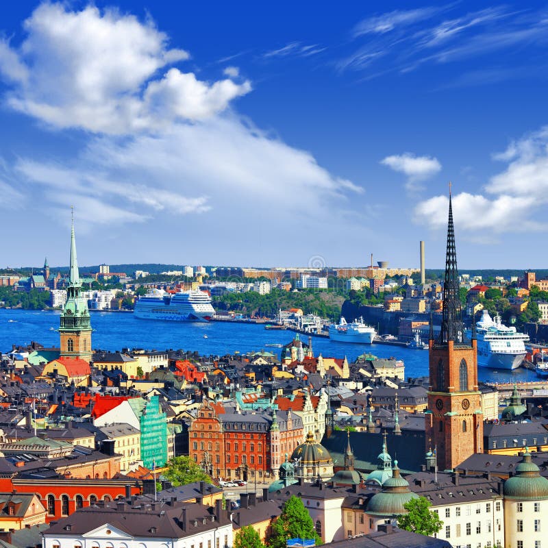 Scenisk sikt av Stockholm arkivbild