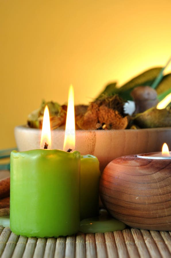 Scented candles and salts stock photo. Image of healthy 37746124