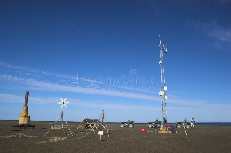 Scentific weather stations. Scientific and environmental weather stations of the National Arctic Research Observatory stock photography Scentific weather stations. Scientific and environmental weather stations of the National Arctic Research Observatory stock photography