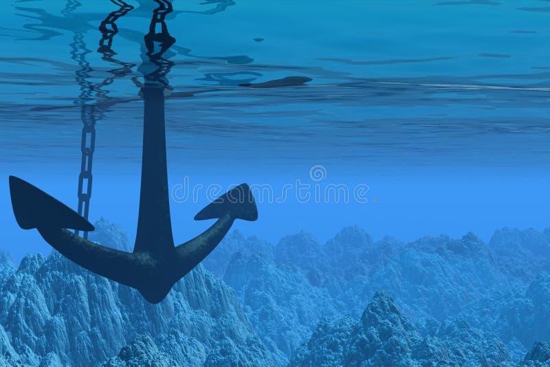 sceny kotwicowy underwater ilustracja wektor sceny kotwicowy underwater ilustracja wektor