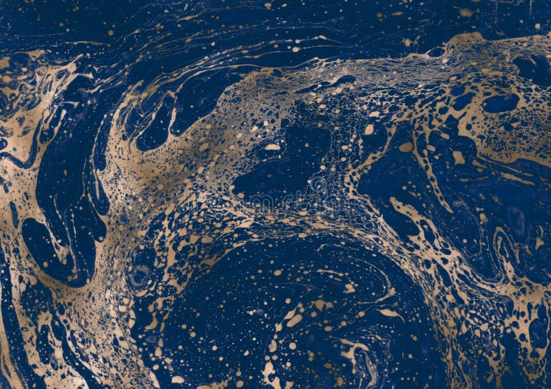 Sch?ne handgemalte Marmorbeschaffenheit Blaue und goldene Tinte lizenzfreies stockbild Sch?ne handgemalte Marmorbeschaffenheit Blaue und goldene Tinte lizenzfreies stockbild