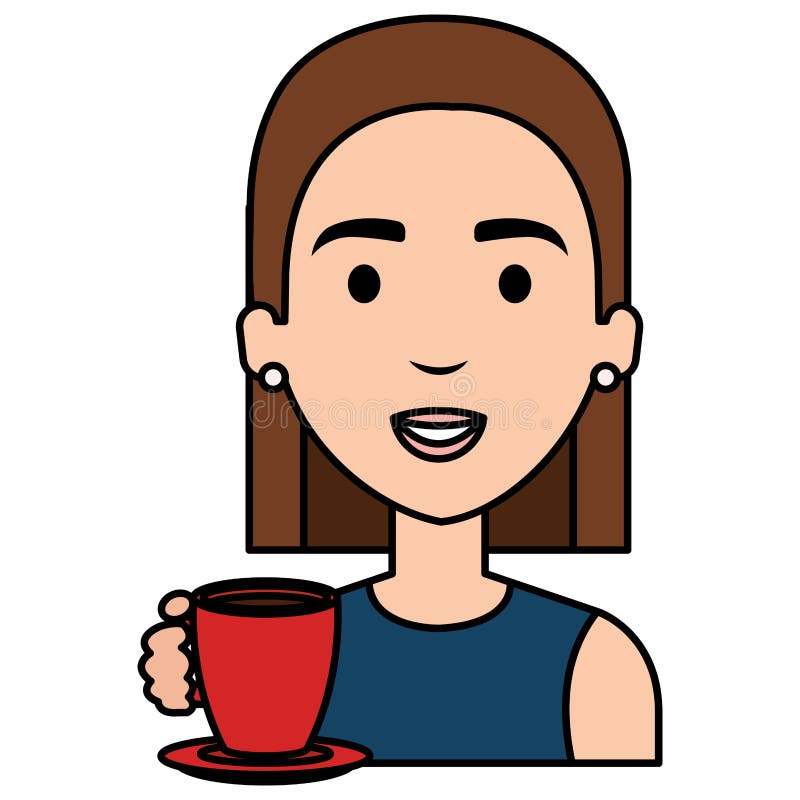 Sch?nheit mit Kaffeetasse-Avataracharakter lizenzfreie abbildung Sch?nheit mit Kaffeetasse-Avataracharakter lizenzfreie abbildung
