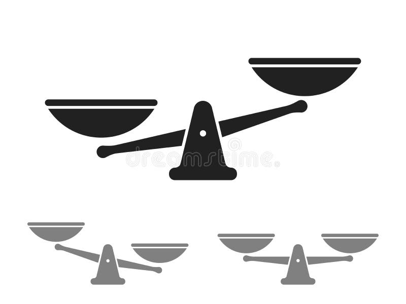 Schaal vectorpictogram van gewicht of rechtvaardigheidsschalen stock illustratie Schaal vectorpictogram van gewicht of rechtvaardigheidsschalen stock illustratie