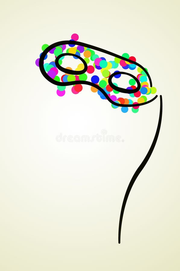 Illustration of a colorful mask on a gradient background. Illustration of a colorful mask on a gradient background