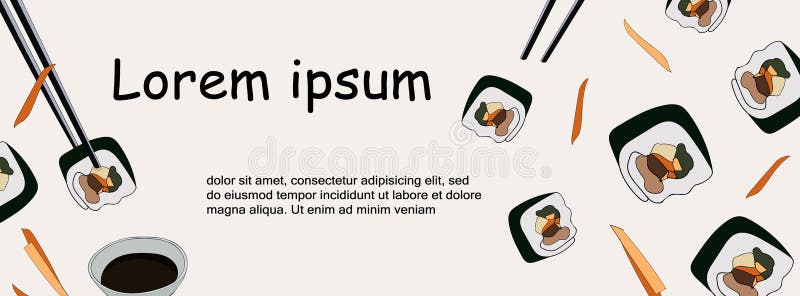 Schablonenfahne mit koreanischen Sushi für Website oder Soziales Netz Traditionelles koreanisches Teller gimbap vektor abbildung Schablonenfahne mit koreanischen Sushi für Website oder Soziales Netz Traditionelles koreanisches Teller gimbap vektor abbildung