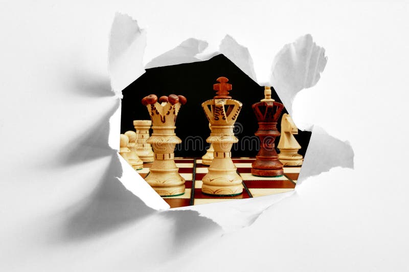 Schachfiguren Auf Einem Papierschachbrett Stockfoto Bild Von Schach Unterhaltung