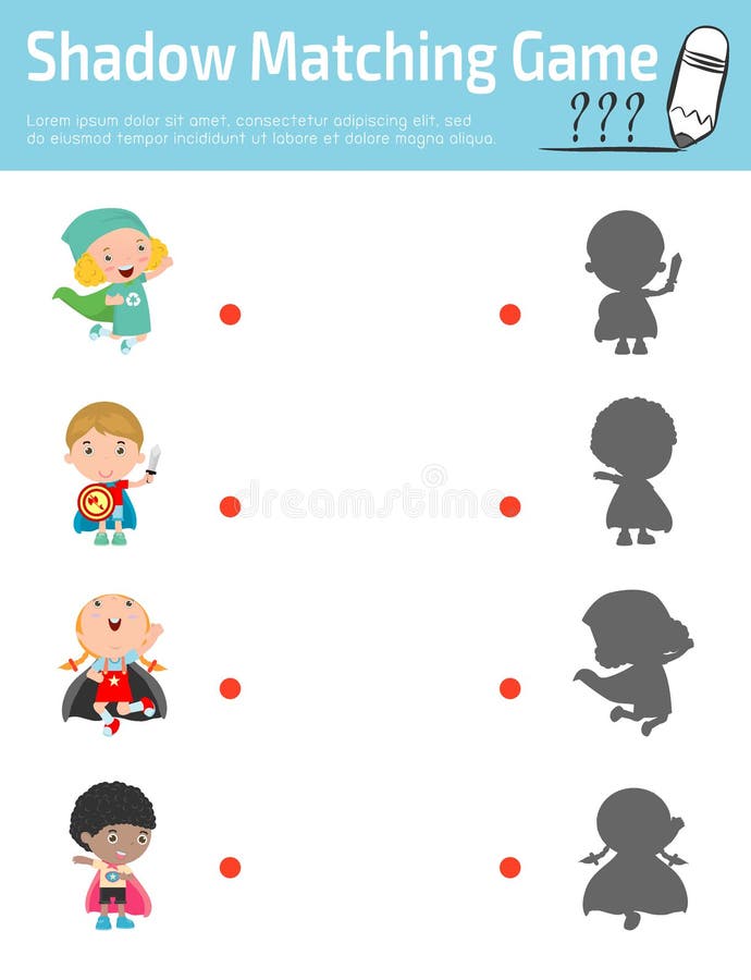Schaduw Passend Spel voor jonge geitjes, Visueel spel voor jong geitje Verbind het puntenbeeld, Onderwijs Vectorillustratie Super stock illustratie Schaduw Passend Spel voor jonge geitjes, Visueel spel voor jong geitje Verbind het puntenbeeld, Onderwijs Vectorillustratie Super stock illustratie