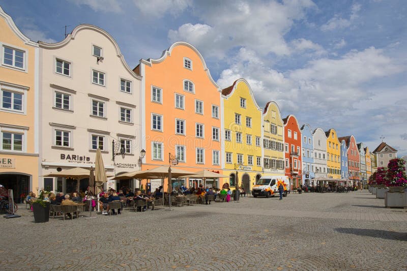 Schaerding, Upper Austria, Austria - 28 May 2022: Schaerding is a picturesque town with beautiful houses in the old town. stock photography Schaerding, Upper Austria, Austria - 28 May 2022: Schaerding is a picturesque town with beautiful houses in the old town. stock photography