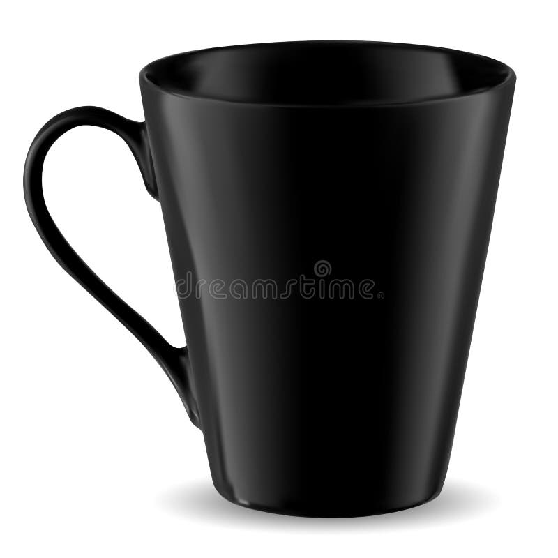 Schalenmodell. Schwarze Becherschablone isolierte. Kaffee stock abbildung