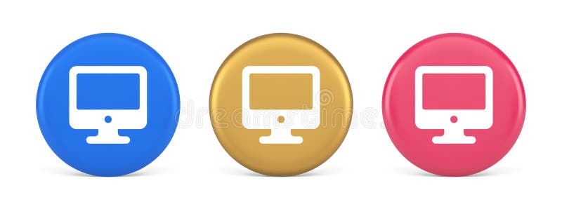 Schaltfläche für die Verbindung mit Computer-Monitor Cyberspace-Digitaltechnologie 3D-realistisches Kreissymbol stock abbildung