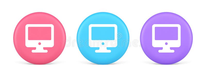 Schaltfläche für die Verbindung mit Computer-Monitor Cyberspace-Digitaltechnologie 3D-realistisches Kreissymbol vektor abbildung