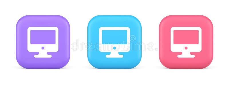 Schaltfläche für die Verbindung mit Computer-Monitor Cyberspace-Digitaltechnologie 3D-realistisches Symbol lizenzfreie abbildung