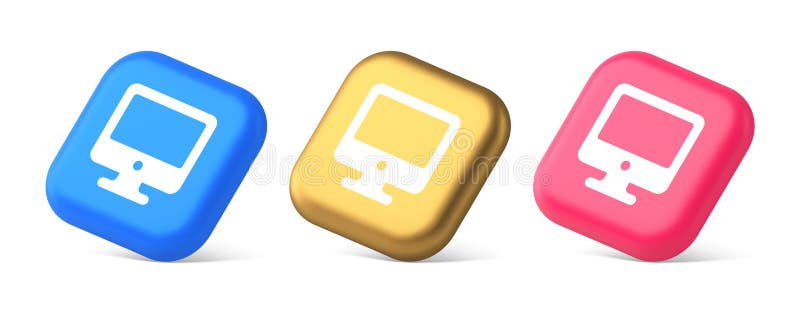 Schaltfläche für die Verbindung mit dem Computer, Cyberspace, digitale Technologie 3D, realistisches Isometriesymbol lizenzfreie abbildung