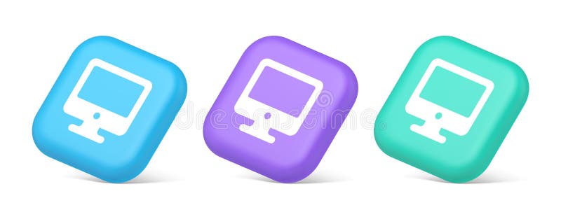 Schaltfläche für die Verbindung mit dem Computer, Cyberspace, digitale Technologie 3D, realistisches Isometriesymbol vektor abbildung