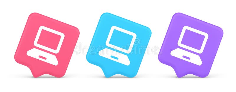 Schaltfläche für die Verbindung zum Computernetzwerk digitale Informationen durchsuchen 3d-realistisches Symbol für Sprachblase stock abbildung