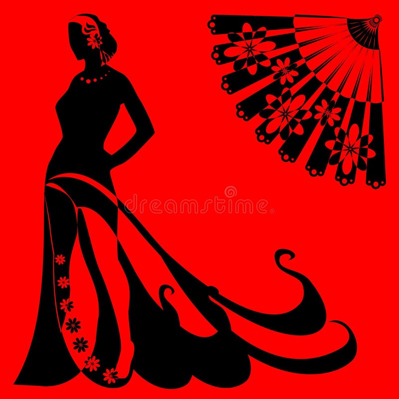 Schattenbild einer Frau auf einem roten Hintergrund