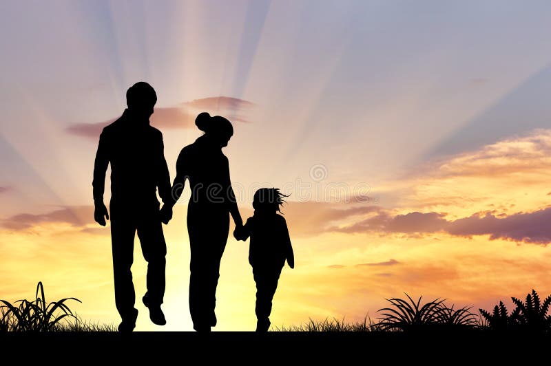 Schattenbild einer glücklichen Familie stockbild Schattenbild einer glücklichen Familie stockbild