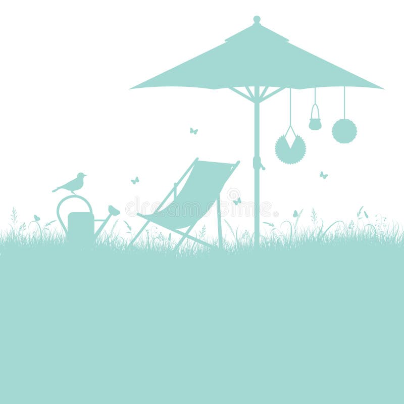 Schattenbild-Garten-Klappstuhl und Regenschirm-Türkis lizenzfreie abbildung Schattenbild-Garten-Klappstuhl und Regenschirm-Türkis lizenzfreie abbildung