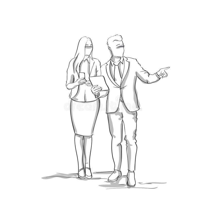 Schattenbild-Geschäftsmann und Frau, die, Geschäftsmann-Point Finger To-Kopien-Raum-Skizzen-Wirtschaftler-Paar sprechen lizenzfreie abbildung Schattenbild-Geschäftsmann und Frau, die, Geschäftsmann-Point Finger To-Kopien-Raum-Skizzen-Wirtschaftler-Paar sprechen lizenzfreie abbildung