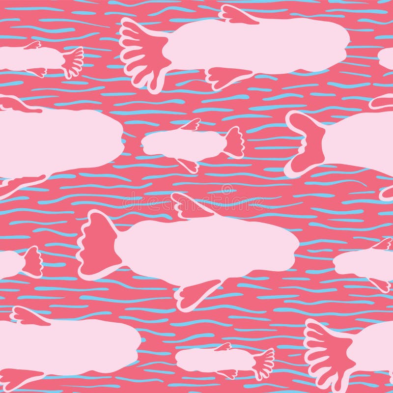 Schattenbild-Masse von Fischen, nahtlose Meerespflanzen-Tiervektor-Muster-Hintergrund, stock abbildung Schattenbild-Masse von Fischen, nahtlose Meerespflanzen-Tiervektor-Muster-Hintergrund, stock abbildung