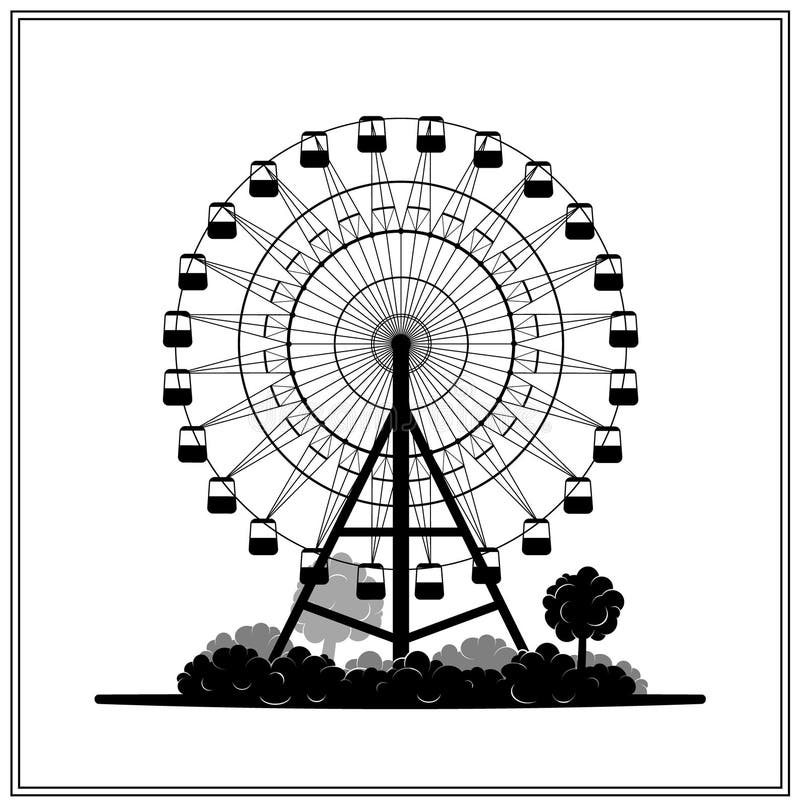 Schattenbild von Riesenrad herein den Park stock abbildung Schattenbild von Riesenrad herein den Park stock abbildung
