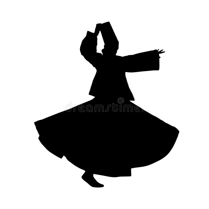 Schattenbild von sufi Tänzer lizenzfreie abbildung Schattenbild von sufi Tänzer lizenzfreie abbildung