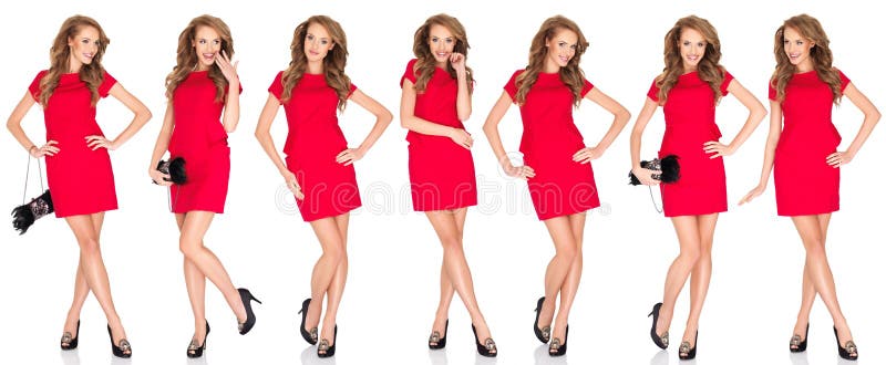 Silhouettes of a blond woman in red dress. Silhouettes of a blond woman in red dress