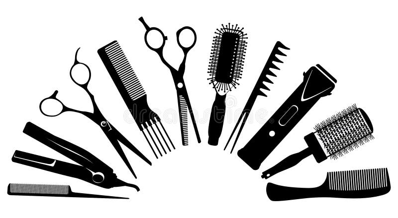 Schattenbilder von Werkzeugen für den Friseur