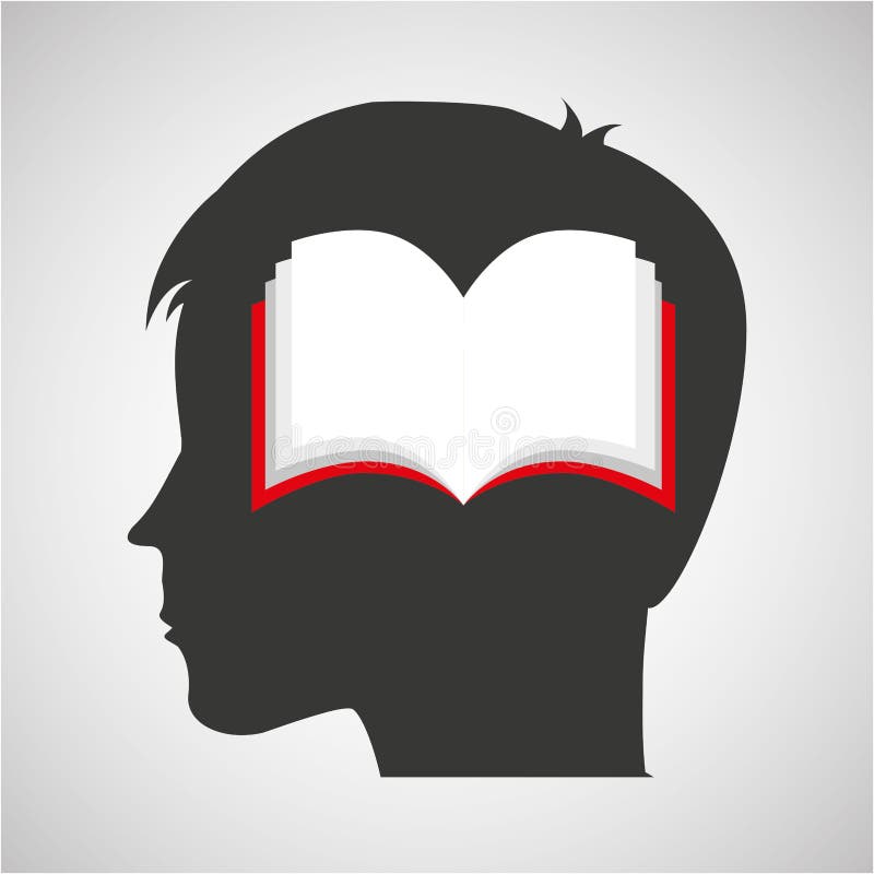 Schattenbildhauptjungen-Studentenoffenes buch vektor abbildung Schattenbildhauptjungen-Studentenoffenes buch vektor abbildung