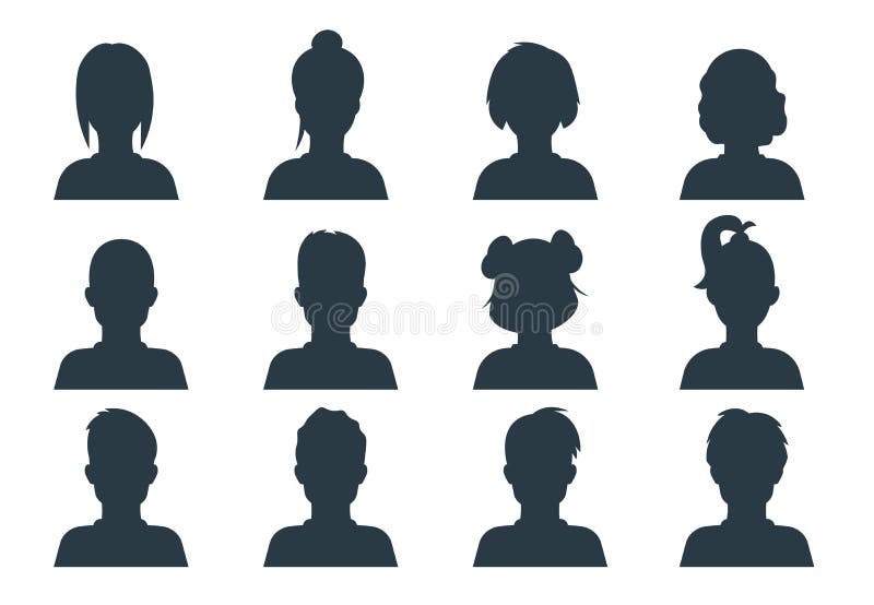 Schattenbildpersonenkopf Leute profilieren Avataras, menschlichen Mann und weibliche anonyme Gesichter Vektorbenutzer-Geschäftspo lizenzfreie abbildung