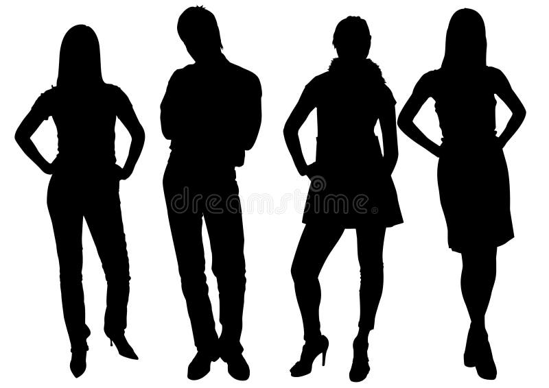 Young people silhouette on white, vector. Young people silhouette on white, vector