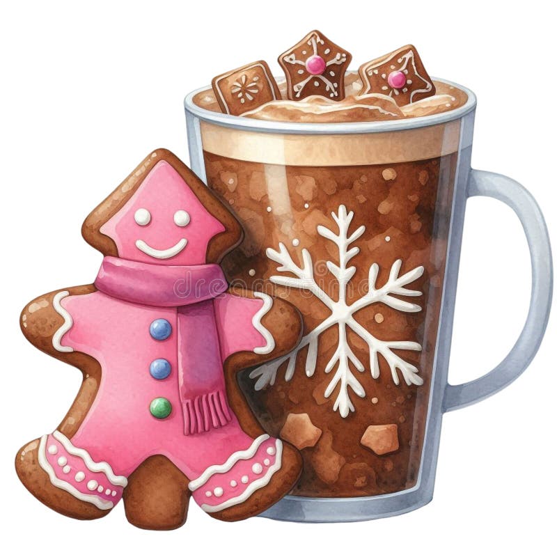 Schattige kerstkoffie royalty-vrije illustratie