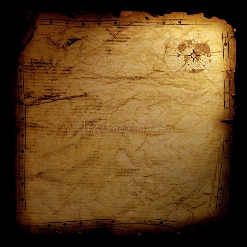 Blank treasure map with wind rose in top right corner. Blank treasure map with wind rose in top right corner