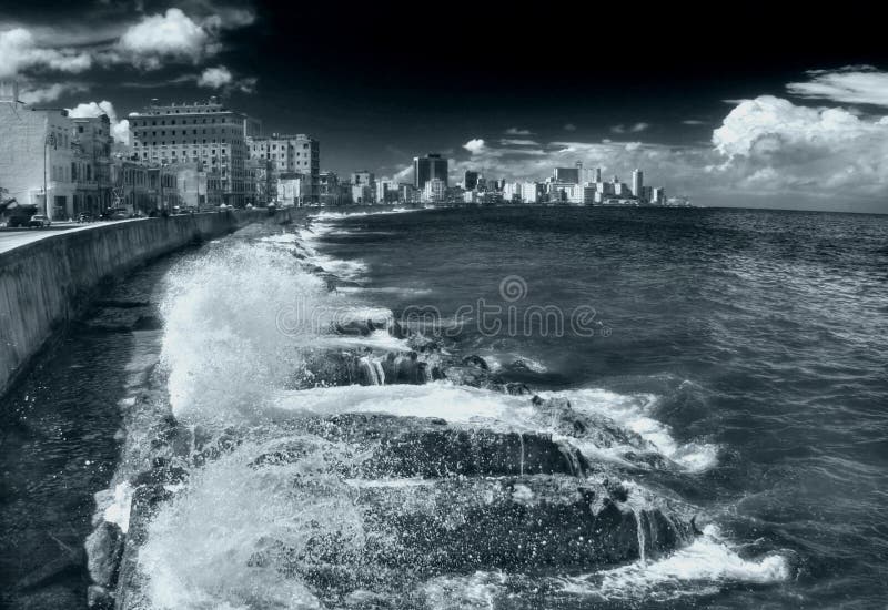 View from quay Malecon on ocean and Havana city. Cuba island. View from quay Malecon on ocean and Havana city. Cuba island.