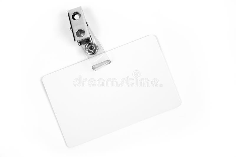 White badge ID isolated against white background. White badge ID isolated against white background