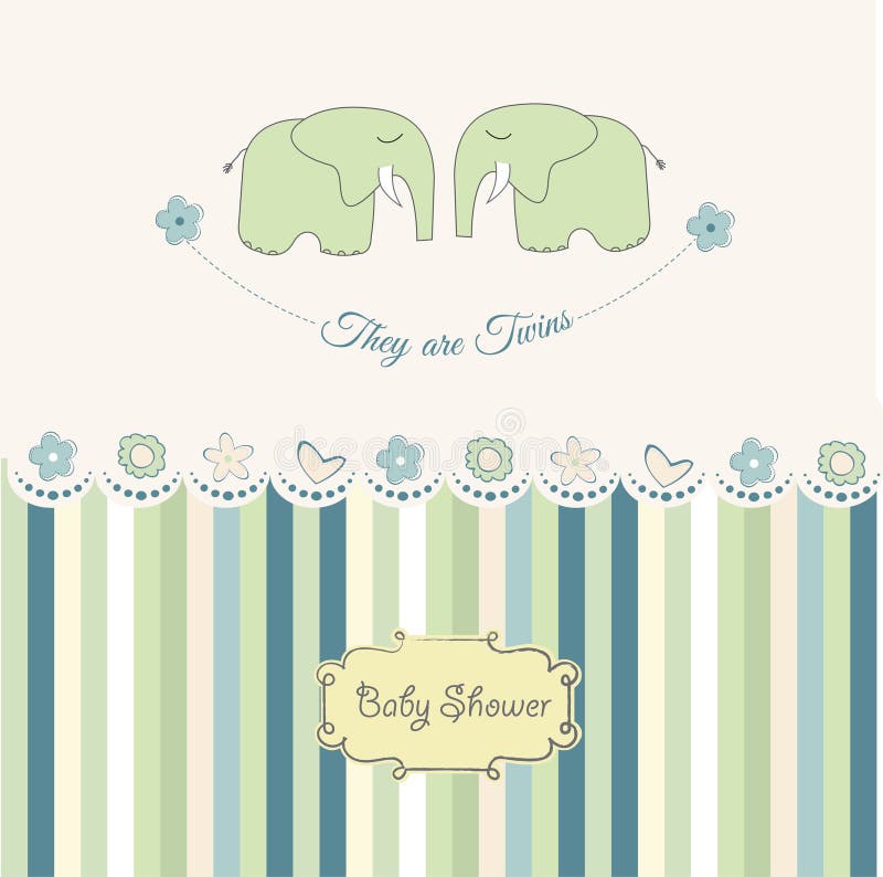 Scheda dell'acquazzone dei gemelli del bambino illustrazione vettoriale Scheda dell'acquazzone dei gemelli del bambino illustrazione vettoriale