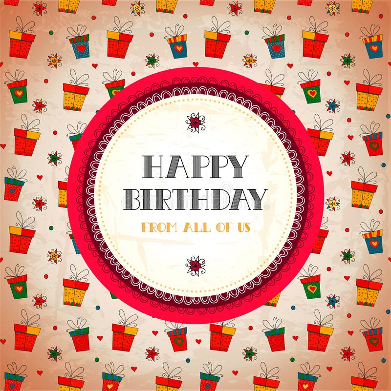 Scheda dell'annata Buon compleanno Illustrazione di vettore royalty illustrazione gratis