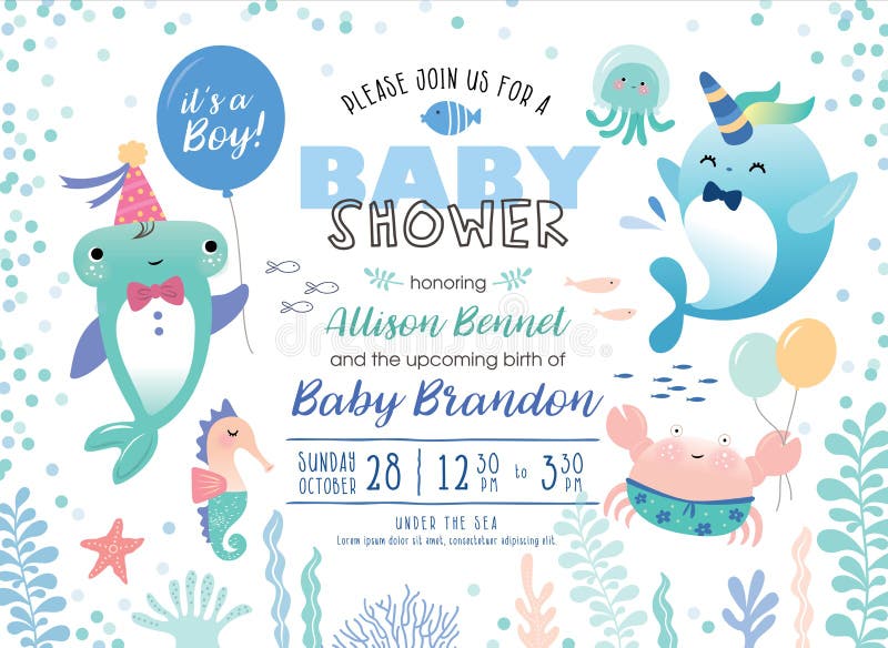 Scheda dell'invito della doccia di bambino illustrazione vettoriale Scheda dell'invito della doccia di bambino illustrazione vettoriale
