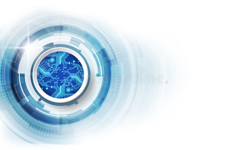 Scheda di circuito futuristico astratto illustrativa di un sistema globale illustrazione di un concetto di colore blu ad alta tecn royalty illustrazione gratis