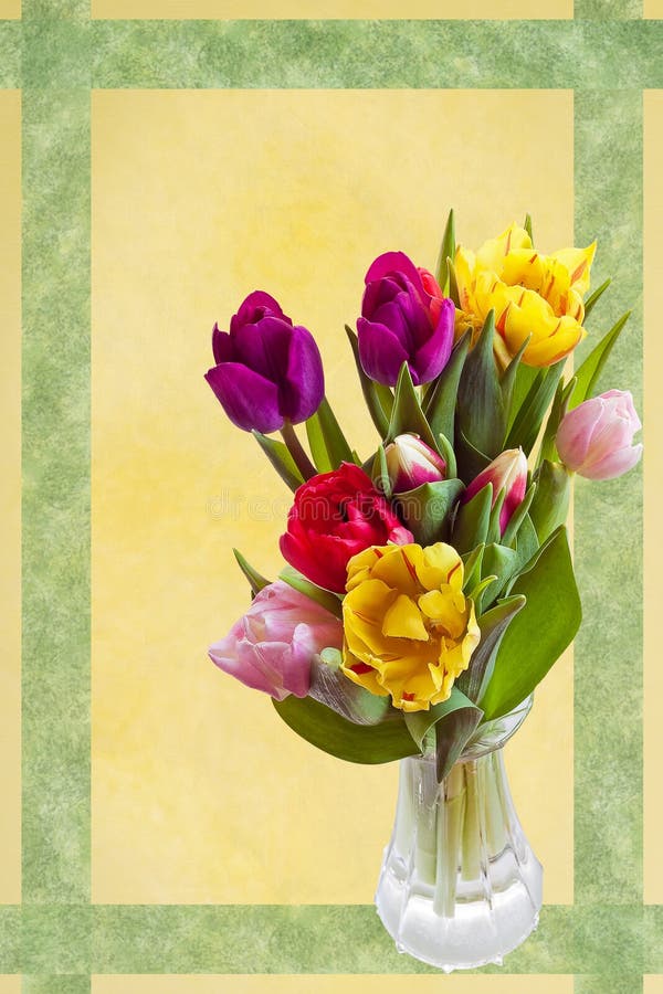 Scheda di pasqua con i tulipani fotografia stock libera da diritti Scheda di pasqua con i tulipani fotografia stock libera da diritti