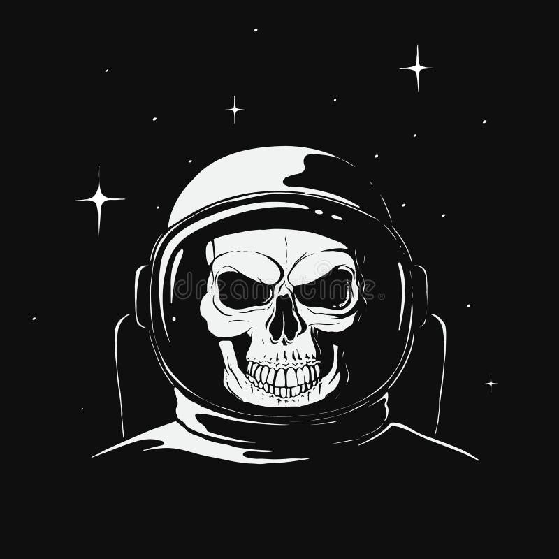Schedelastronaut in ruimte royalty-vrije illustratie Schedelastronaut in ruimte royalty-vrije illustratie