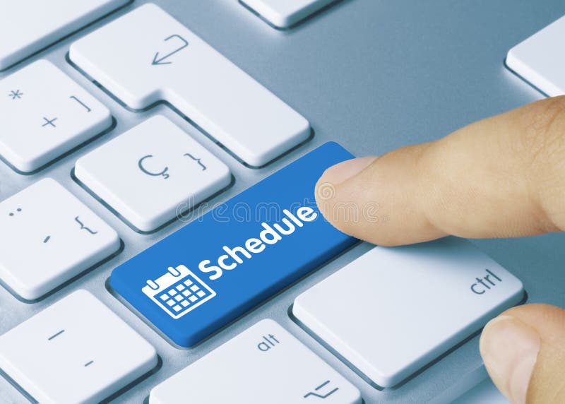 Schedule - Inscription on Blue Keyboard Key