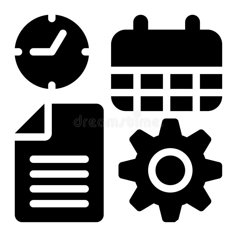 Scheduling Data, Automation Glyph Solid Icon royalty free illustration