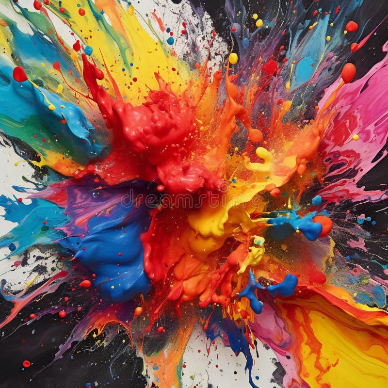 Schegge colorate di pittura isolate su fondo nero illustrazione vettoriale